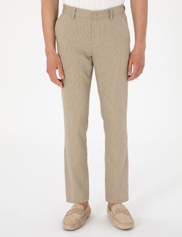 Haki Slim Fit Keten Kar___ml_ _izgili Kanvas Pantolon - Pierre cardin фото 2