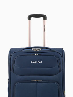 Чемодан на колёсах Royalbag большой 104 л (L), на молнии, с увеличением, кодовый замок, 4 колеса, синий