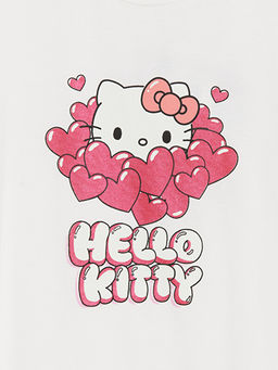 Bisiklet Yaka Hello Kitty Bask?l? K?z ?ocuk Ti??rt