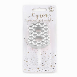 Свеча в торт на шпажке Соты, цифра 8, 7 см, серебро - Simaland фото 4