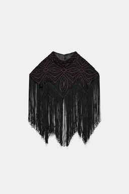 BEADED TULLE TOP WITH FRINGING