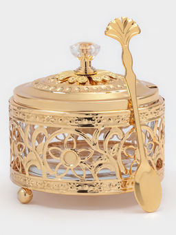 Сахарница «Дарина», 200 мл, 9×10 см, с ложкой, золотистая