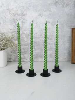 Свеча стержень 4 штуки 25 см витая глянец / LY-153 /уп 144/ зеленая - ГалеонТрейд фото 2