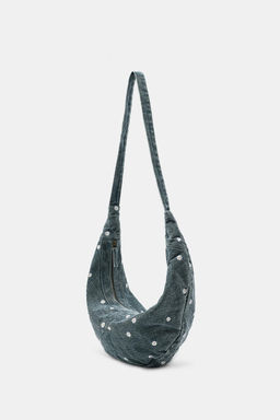 BOLSO BANDOLERA DENIM BORDADOS MARGARITAS / Azul - Zara фото 4