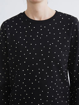 Bisiklet Yaka Puantiyeli Kad?n Sweatshirt Tunik