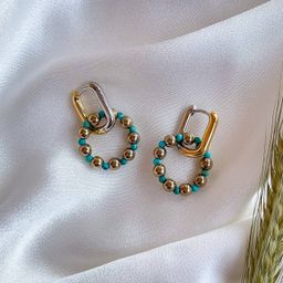 Серьги из Халькопирита (покрыт) и Бирюзы