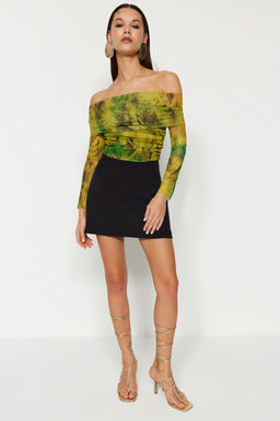 Trendyolmilla Cok Renkli Desenli Orme Tul Bluz TPRAW24BZ00094 фото 3