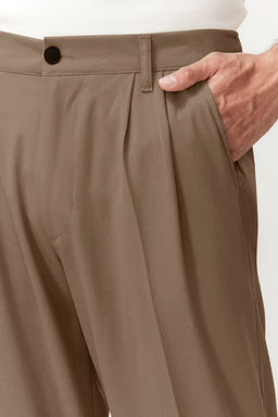 Bej Pileli Klasik Baggy Fit Kumas Pantolon TMNSS24PL00024