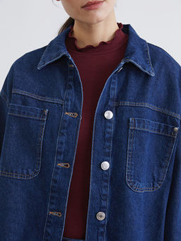 G?mlek Yaka Kad?n Jean Ceket