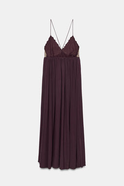 VESTIDO ESTAMPADO FLORAL ABALORIOS / Burgundy - Zara фото 6
