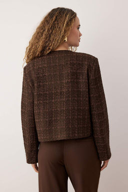 Kahverengi Aksesuar Kapamal? Dokuma Tuvit Ceket TWOAW26CE00069 - Trendyolmilla фото 4