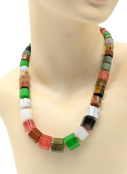 Колье на увеличение из самоцветов цилиндр гр.16*13мм, 50см