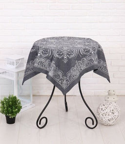 Скатерть Премиум Орнамент-графит 84*84 см. п/лен