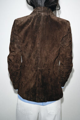 DOUBLE-BREASTED 100% LEATHER SUEDE BLAZER - Zara фото 4