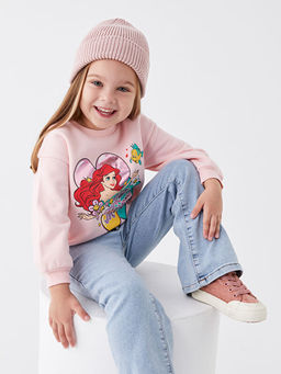 Bisiklet Yaka Uzun Kollu Disney Bask?l? K?z Bebek Sweatshirt