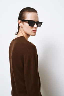 JERSEY 100% LANA EXTRASUAVE ESCOTE PICO / Marr?n - Zara фото 4