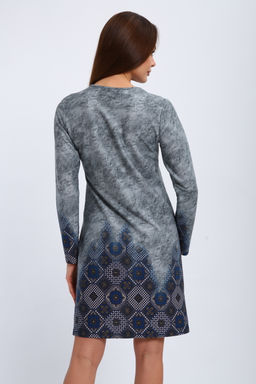 Ночная сорочка из интерлока длинный рукав купон Соня серо-голубой