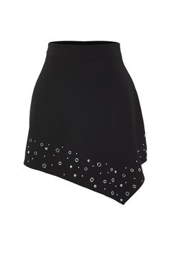 TRENDYOLMILLA Siyah Parlak Tasl? Dokuma K?sa Etek TPRSS25ET00003 фото 6