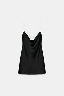 VESTIDO MINI SATINADO COMBINADO / Negro - Zara фото 4