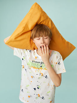 Bisiklet Yaka Erkek ?ocuk ?ortlu Pijama Tak?m?