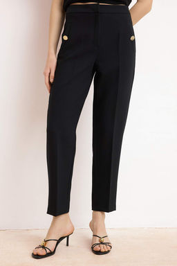 Siyah Premium Arka Beli Lastikli Havuc Dugme Detayl? Kumas Pantolon TWOSS26PL00025 - Trendyolmilla фото 3