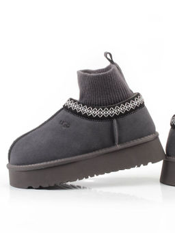 04-X-337 GRAY Угги женские (натуральная замша, 100% шерсть)