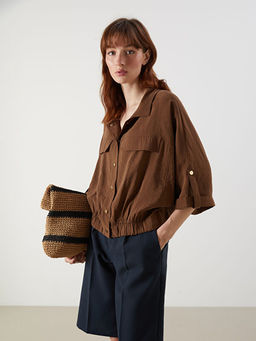 Oversize Modal Kar???ml? Kad?n G?mlek