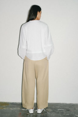 CAMISETA COMBINADA POPEL?N / Blanco - Zara фото 5