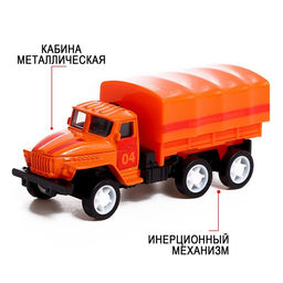 Грузовик металлический УРАЛ, инерция, масштаб 1:64, МИКС - Автоград фото 4