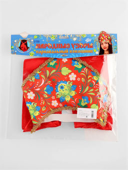 Кокошник карнавальный Народные узоры, красный