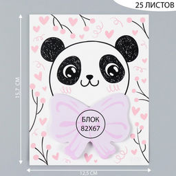 Магнит на холодильник с блоком для записей Панда с бантом, 12.5?15.7 см