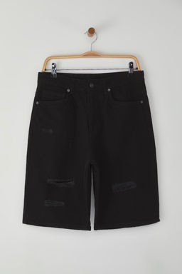 TRENDYOL MAN Siyah Baggy Destroylu Kot Sort & Bermuda TMNSS25SR00037