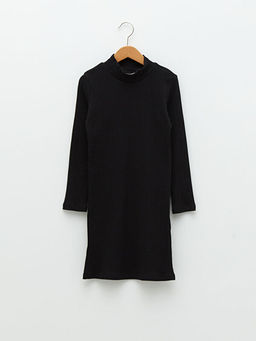 Yar?m Bal?k?a Yaka Basic Uzun Kollu K?z ?ocuk Elbise