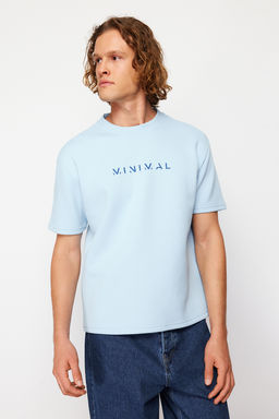 Siyah Oversize/Genis Kesim Kabar?k Yaz? Bask?l? K?sa Kollu Tok Kumasl? T-Shir TMNSS24TS00114 - Trendyolmilla фото 12