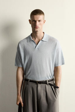 POLO PUNTO RELAXED FIT 100% LINO / Azul pastel - Zara фото 2