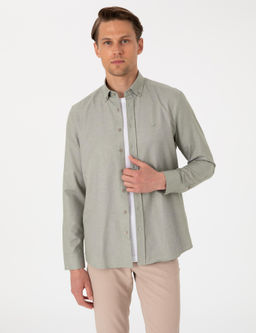Haki Oxford Slim Fit Kolay _t_lenebilir G_mlek - Pierre cardin фото 3