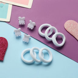 Цена за 6 шт. Набор для волос «Затейница», 12 резинок 2 см, 4 крабика, ушки, белый