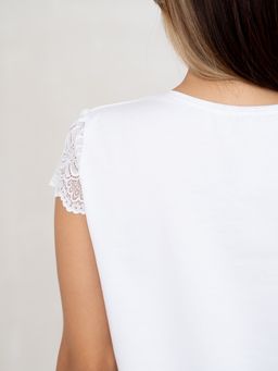 Футболка с кружевом .хлопок 95%, лайкра 5%,белая - Binita фото 8