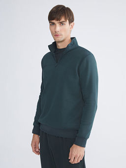 Dik Yaka Uzun Kollu Erkek Kal?n Sweatshirt