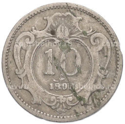 Монета 10 геллеров 1893 года Австрия