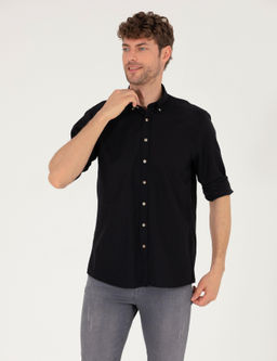 Siyah Regular Fit Uzun Kollu G_mlek