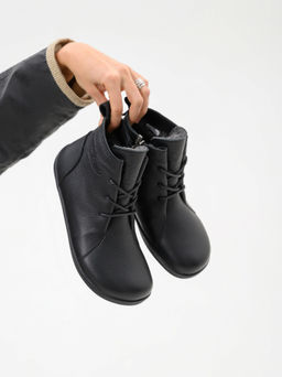 Босоногие ботинки 352.NATAbl.Черный флоттер/мех