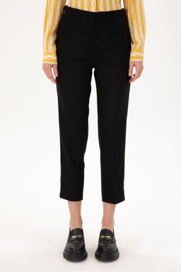 Kad_n Siyah Carrot High Waist Fit Kanvas Pantolon