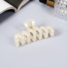 Цена за 12 шт. Крабик для волос «Глянец», зигзаг, 6.5 см, белый