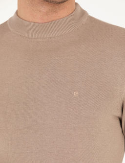 Базовый свитер стандартного кроя светло-коричневого цвета с водолазкой длиной в четверть - Cacharel фото 14