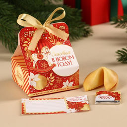 Набор Счастья: печенье с предсказанием 1 шт., молочный шоколад 5 г., бумажка для исполнения желаний