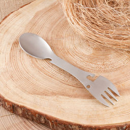 Многофункциональный прибор «Вилка-ложка» туристический, серебряный