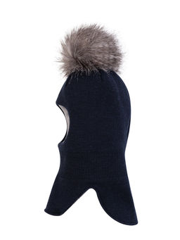 Шлем вязаный темносиний