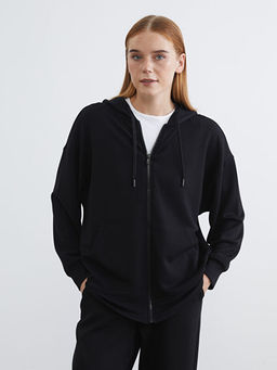 Kap??onlu Soft Touch Kad?n Fermuarl? Sweatshirt