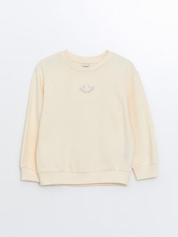 Bisiklet Yaka Nak??l? Uzun Kollu K?z ?ocuk Sweatshirt